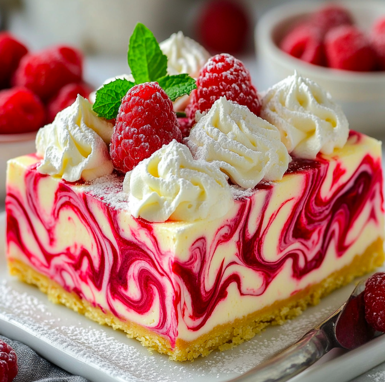 Elegant Raspberry Marble Cheesecake Bars
