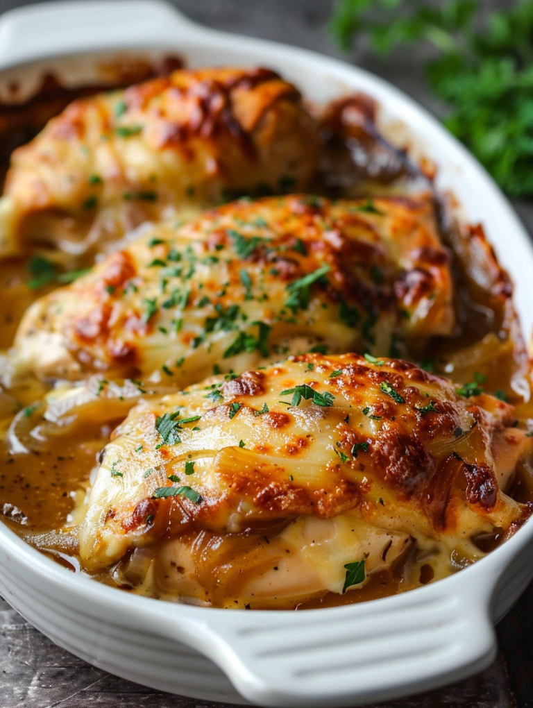 French Onion Chicken Bake – A Cheesy, Savory Classic