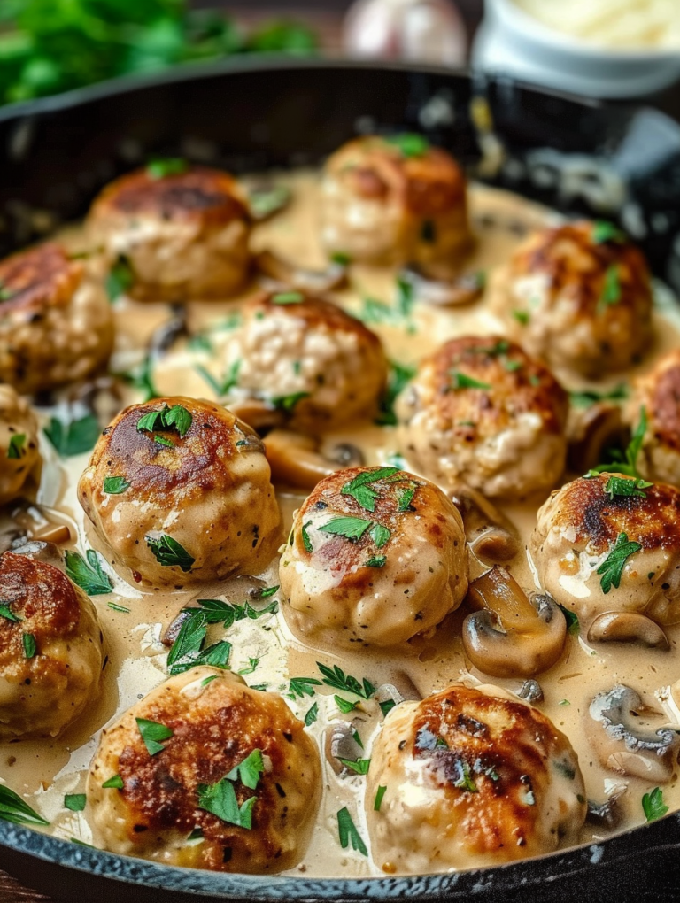 Creamy Mushroom Chicken Meatballs – A Flavor-Packed Comfort Dish