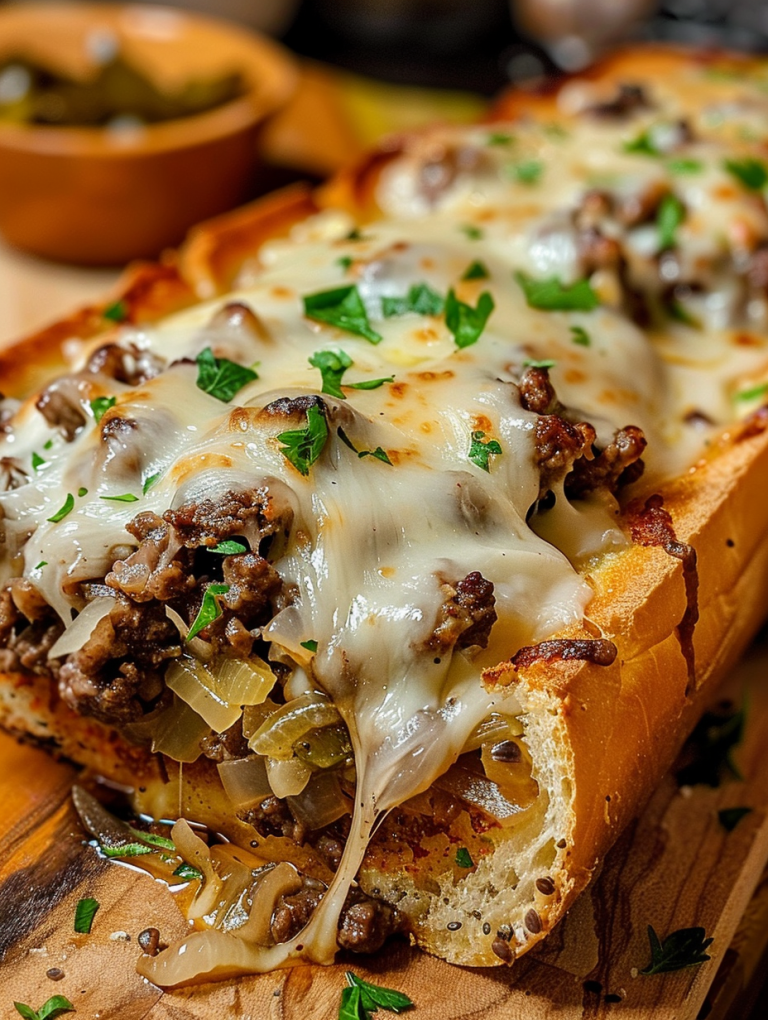 Philly Cheesesteak Stuffed Bread – A Cheesy, Meaty Delight! 🧀🥖