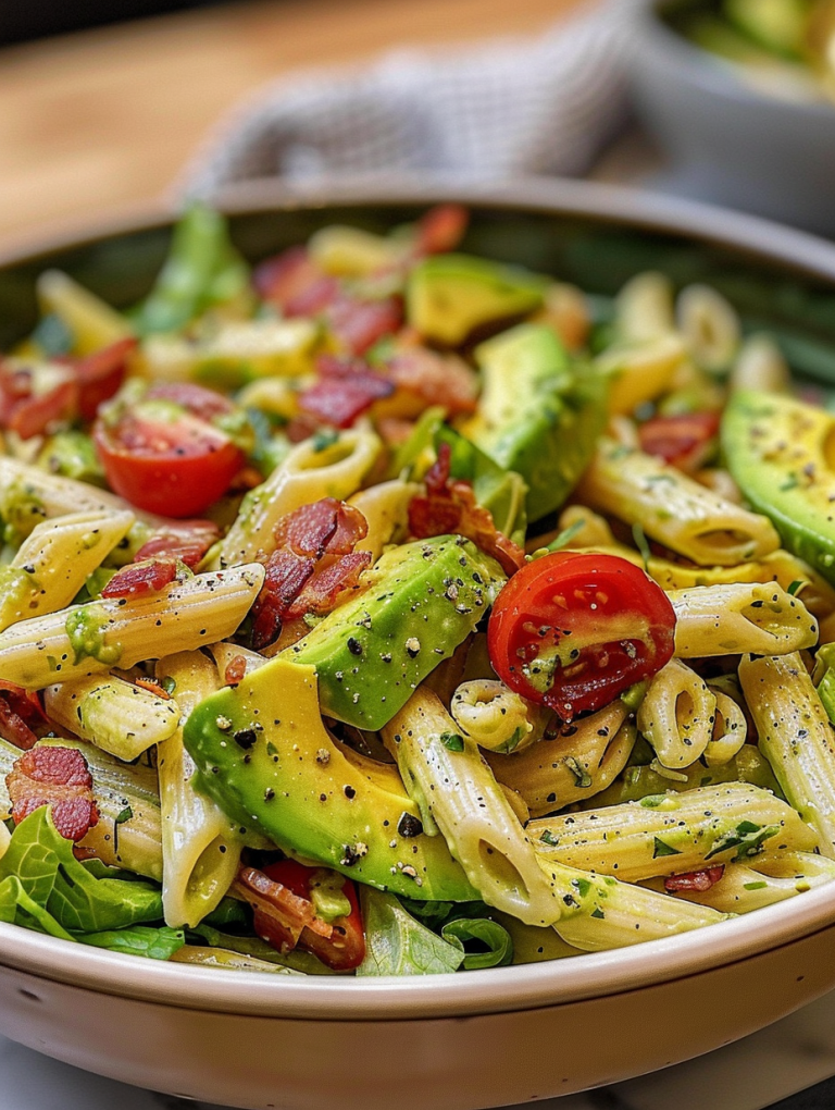 Avocado BLT Pasta Salad – A Creamy, Flavor-Packed Delight!