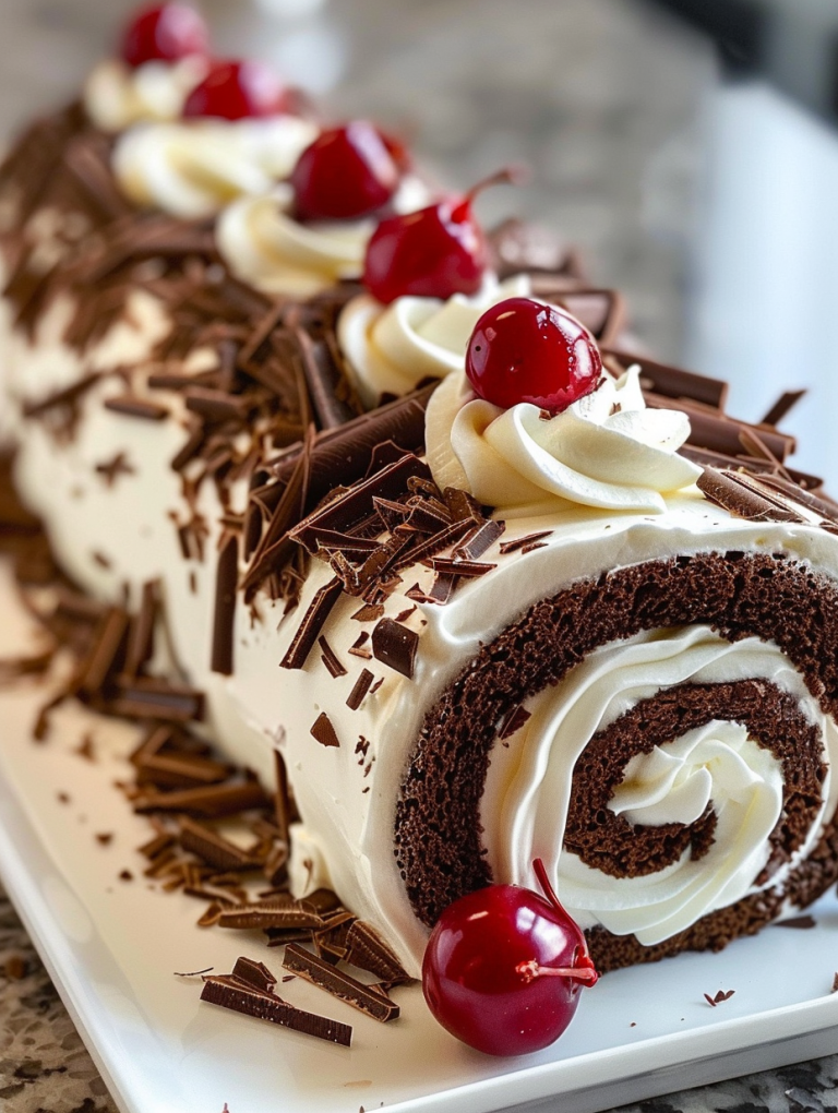 Black Forest Cream Roll Cake – A Decadent Chocolate Cherry Delight