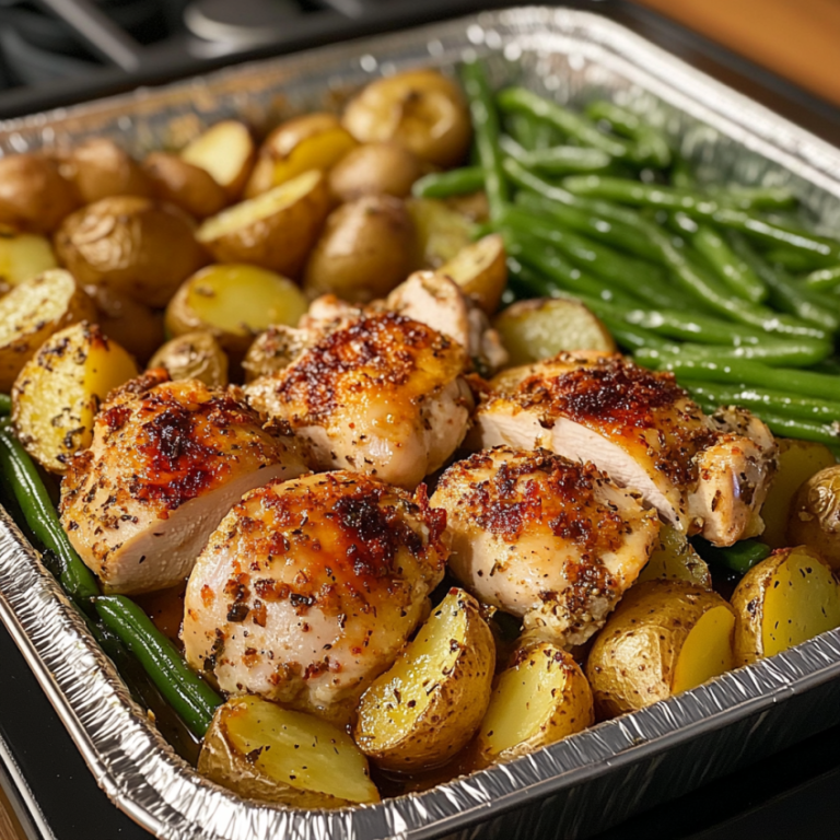 One-Pan Baked Chicken with Potatoes & Green Beans – A No-Fuss Family Favorite!