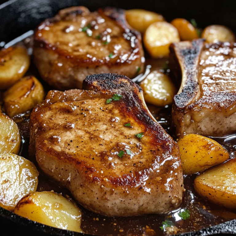 Smothered Pork Chops with Caramelized Apples – A Cozy & Flavorful One-Pan Dinner